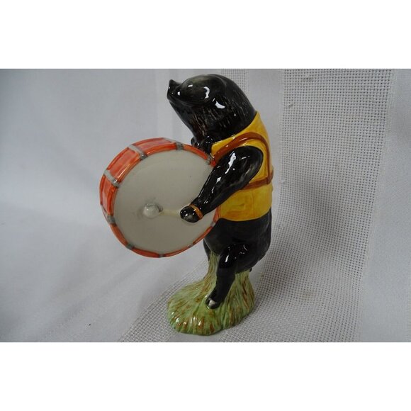 Beswick Ware Pig Promenade Band Michael PP6 Bass Drum & Goldfinch Bird Figurine - Picture 2 of 9